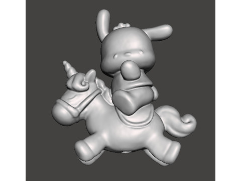 POCHACCO ON UNICORN PVC FIGURE MODEL TOY SCULPTURE Model Cetak 3D