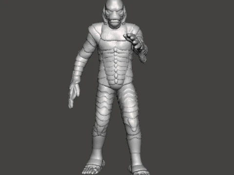 黑色泻湖怪物微型模型，适用于恐怖或奇幻游戏角色扮演游戏 DND 3D 打印模型