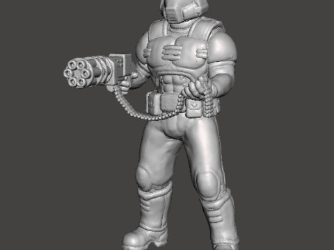 SLAYER CLASSIC WITH CHAINGUN MINIATURE MODEL FIGURE FOR SCIFI GAMES RPG DND 3D-printmodel