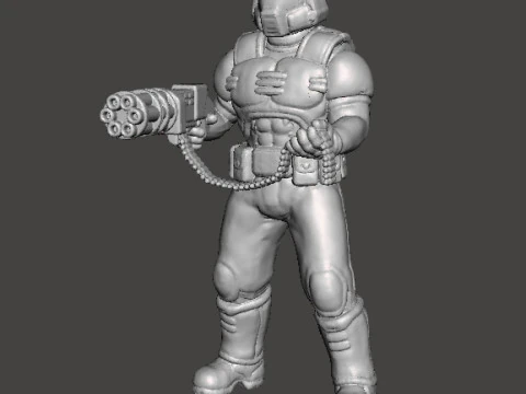 SLAYER CLASSIC WITH CHAINGUN MINIATURE MODEL FIGURE FOR SCIFI GAMES RPG DND 3D Print Model