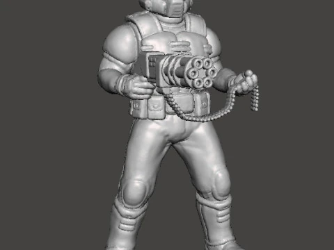 SLAYER CLASSIC WITH CHAINGUN MINIATURE MODEL FIGURE FOR SCIFI GAMES RPG DND 3D Print Model