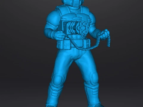 SLAYER CLASSIC WITH CHAINGUN MINIATURE MODEL FIGURE FOR SCIFI GAMES RPG DND 3D Print Model