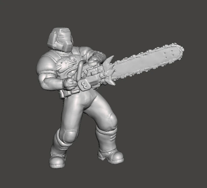 SLAYER CLASSIC WITH CHAINSAW MINIATURE MODEL FIGURE FOR SCIFI GAMES RPG DND 3D Print Model .c4d .max .obj .3ds .fbx .stl .blend 