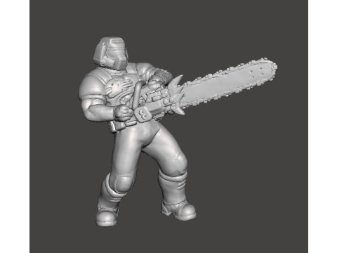 SLAYER CLASSIC WITH CHAINSAW MINIATURE MODEL FIGURE FOR SCIFI GAMES RPG DND 3Dプリントモデル