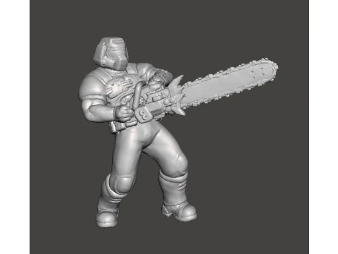 स्किफ़ी गेम्स आरपीजी डीएनडी के लिए चेनसॉ मिनिएचर मॉडल फिगर के साथ स्लेयर क्लासिक 3D प्रिंट मॉडल