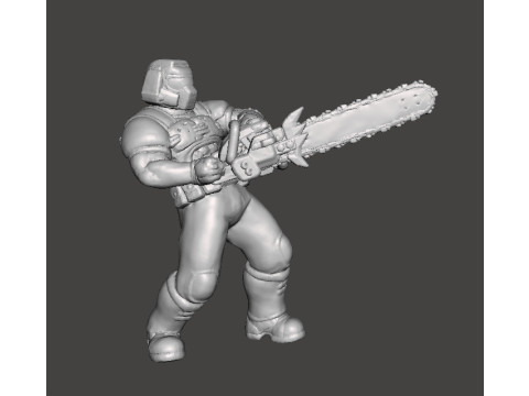 SLAYER CLASSIC WITH CHAINSAW MINIATURE MODEL FIGURE FOR SCIFI GAMES RPG DND 3D Print Model