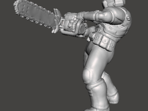 SLAYER CLASSIC WITH CHAINSAW MINIATURE MODEL FIGURE FOR SCIFI GAMES RPG DND 3D Print Model