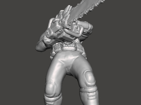 SLAYER CLASSIC WITH CHAINSAW MINIATURE MODEL FIGURE FOR SCIFI GAMES RPG DND 3D Print Model
