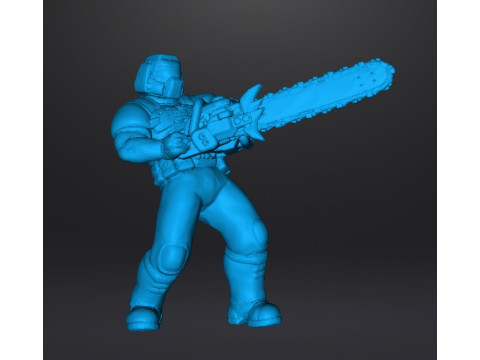 SLAYER CLASSIC WITH CHAINSAW MINIATURE MODEL FIGURE FOR SCIFI GAMES RPG DND 3D Print Model