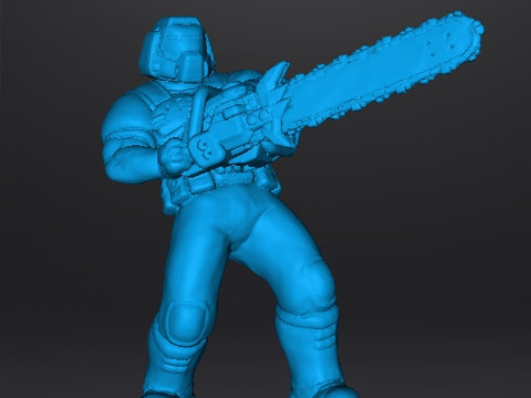 SLAYER CLASSIC WITH CHAINSAW MINIATURE MODEL FIGURE FOR SCIFI GAMES RPG DND 3D Print Model