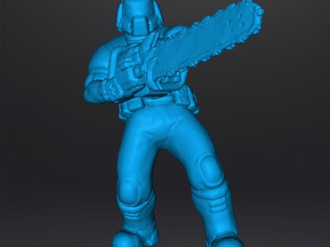 SLAYER CLASSIC WITH CHAINSAW MINIATURE MODEL FIGURE FOR SCIFI GAMES RPG DND 3D Print Model