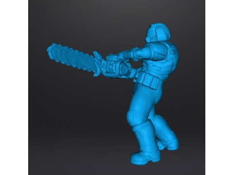 SLAYER CLASSIC WITH CHAINSAW MINIATURE MODEL FIGURE FOR SCIFI GAMES RPG DND 3D Print Model