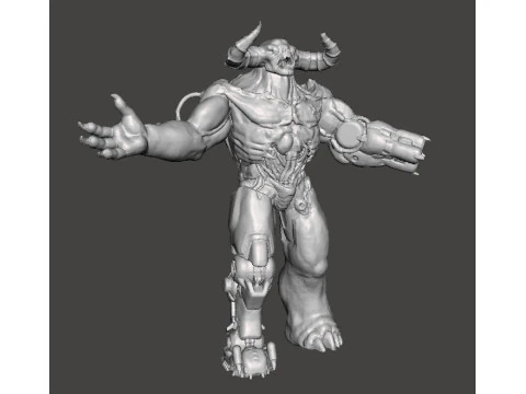 TYRANT CYBERNETIC DEMON MINIATURE MODEL FIGURE FOR FANTASY OR SCIFI GAMES RPG DND 3D Print Model