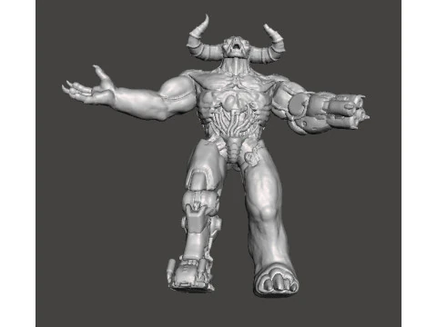 TYRANT CYBERNETIC DEMON MINIATURE MODEL FIGURE FOR FANTASY OR SCIFI GAMES RPG DND 3D Print Model