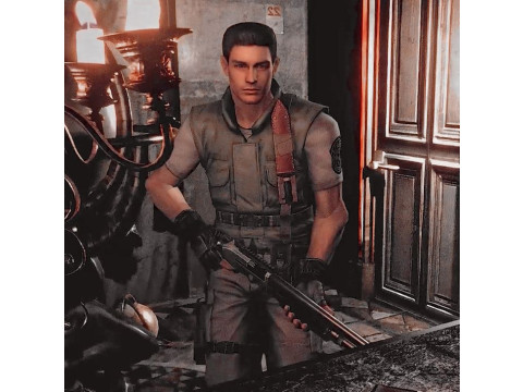 RE1 CHRIS WITH SHOTGUN MINIATURE MODEL FOR HORROR OR SCIFI GAMES RPG DND 3D Print Model