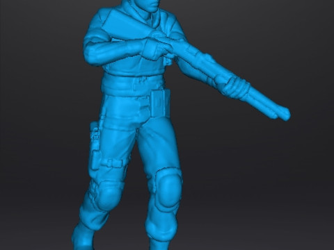 RE1 CHRIS WITH SHOTGUN MINIATURE MODEL FOR HORROR OR SCIFI GAMES RPG DND 3D Print Model
