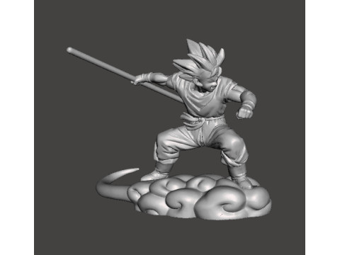 DB SON GOKU ON FLYING NIMBUS MINIATURE MODEL FOR FANTASY GAMES RPG DND 3D Print Model