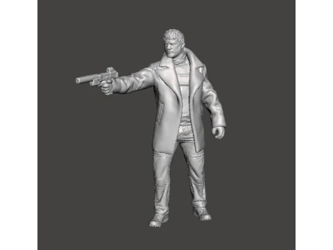 REV CHRIS AGENTE DE ABRIGO NEGRO MODELO EN MINIATURA PARA JUEGOS DE HORROR O SCIFI RPG DND Modelo de impresión 3D