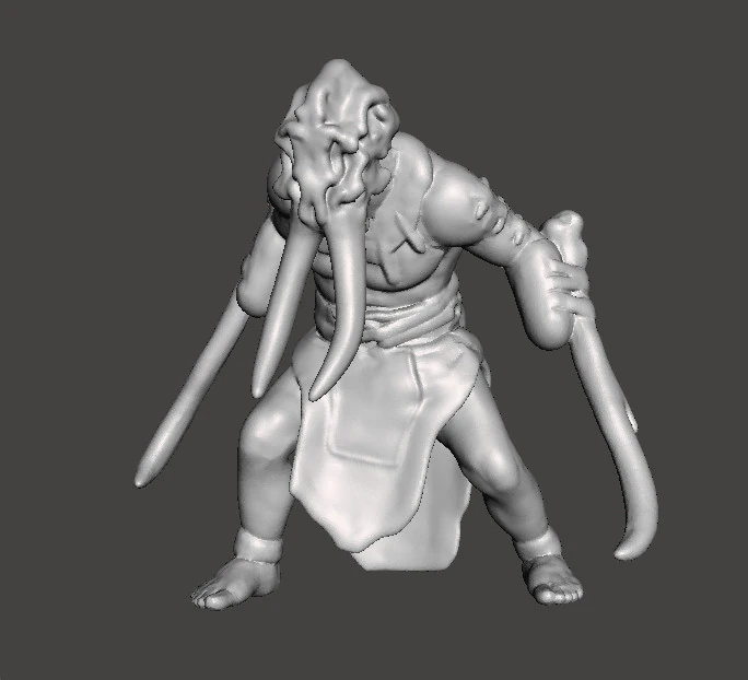 TUSKED WARRIOR MINIATURE MODEL FANTASY OR SCIFI GAMES RPG DND 3D Print Model .c4d .max .obj .3ds .fbx .stl .blend 