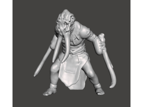 TUSKED WARRIOR MINIATURE MODEL FANTASY OR SCIFI GAMES RPG DND 3D Принт Модель