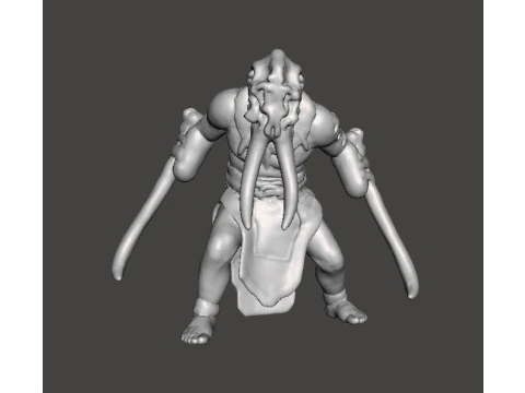 TUSKED WARRIOR MINIATURE MODEL FANTASY OR SCIFI GAMES RPG DND 3D Print Model
