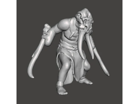TUSKED WARRIOR MINIATURE MODEL FANTASY OR SCIFI GAMES RPG DND 3D Print Model