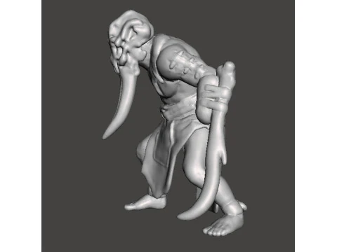TUSKED WARRIOR MINIATURE MODEL FANTASY OR SCIFI GAMES RPG DND 3D Print Model