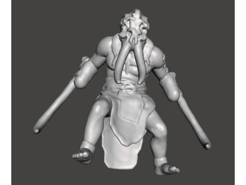 TUSKED WARRIOR MINIATURE MODEL FANTASY OR SCIFI GAMES RPG DND 3D Print Model