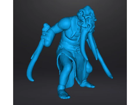 TUSKED WARRIOR MINIATURE MODEL FANTASY OR SCIFI GAMES RPG DND 3D Print Model