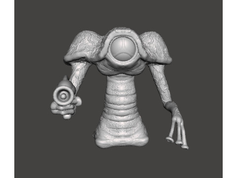 WAR OF THE WORLDS 1953 MARTIAN WITH LASER PISTOL MINIATURE MODEL FIGURE FOR SCIFI GAMES RPG DND 3D Print Model