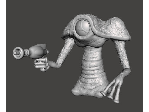 WAR OF THE WORLDS 1953 MARTIAN WITH LASER PISTOL MINIATURE MODEL FIGURE FOR SCIFI GAMES RPG DND 3D Принт Модель