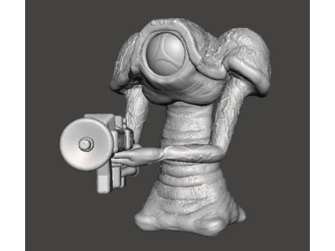 WAR OF THE WORLDS 1953 MARTIAN WITH LASER RIFLE MINIATURE MODEL FIGURE FOR SCIFI GAMES RPG DND 3D Print Model