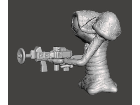 WAR OF THE WORLDS 1953 MARTIAN WITH LASER RIFLE MINIATURE MODEL FIGURE FOR SCIFI GAMES RPG DND 3D Print Model