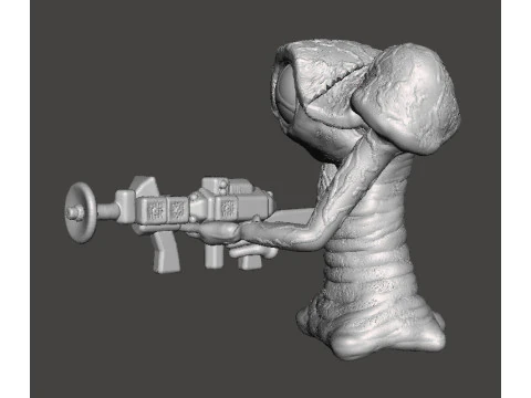 WAR OF THE WORLDS 1953 MARTIAN WITH LASER RIFLE MINIATURE MODEL FIGURE FOR SCIFI GAMES RPG DND 3D Print Model