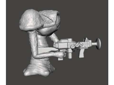 WAR OF THE WORLDS 1953 MARTIAN WITH LASER RIFLE MINIATURE MODEL FIGURE FOR SCIFI GAMES RPG DND 3D Print Model
