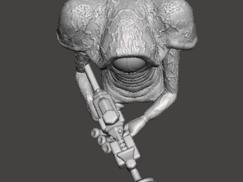 WAR OF THE WORLDS 1953 MARTIAN WITH LASER RIFLE MINIATURE MODEL FIGURE FOR SCIFI GAMES RPG DND 3D Print Model