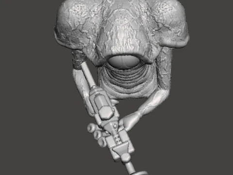 WAR OF THE WORLDS 1953 MARTIAN WITH LASER RIFLE MINIATURE MODEL FIGURE FOR SCIFI GAMES RPG DND 3D Print Model