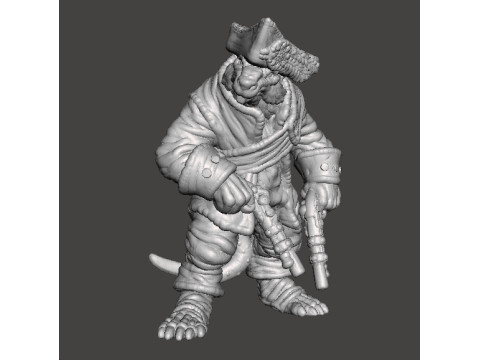 SQUEAK PIRATE CAPTAIN RAT MINIATURE MODEL FOR FANTASY GAMES RPG DND 3D Print Model