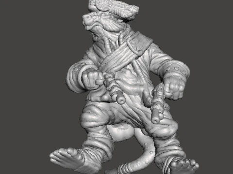 SQUEAK PIRATE CAPTAIN RAT MINIATURE MODEL FOR FANTASY GAMES RPG DND 3D Print Model