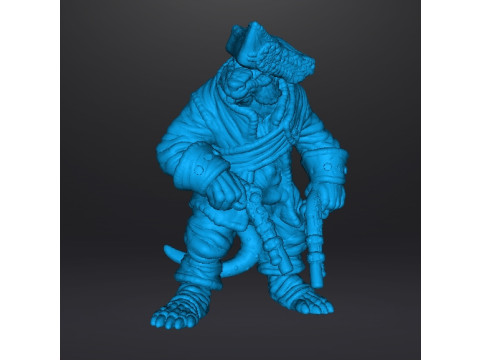 SQUEAK PIRATE CAPTAIN RAT MINIATURE MODEL FOR FANTASY GAMES RPG DND 3D Print Model