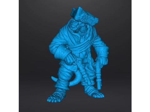 SQUEAK PIRATE CAPTAIN RAT MINIATURE MODEL FOR FANTASY GAMES RPG DND 3D Print Model