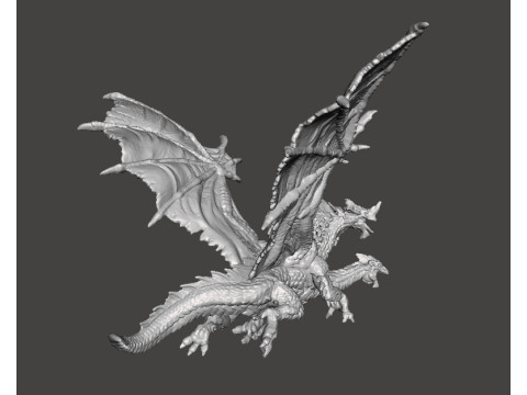 5 HEADED DRAGON KING MINIATURE MODEL FANTASY GAMES RPG HYDRA Model Cetak 3D