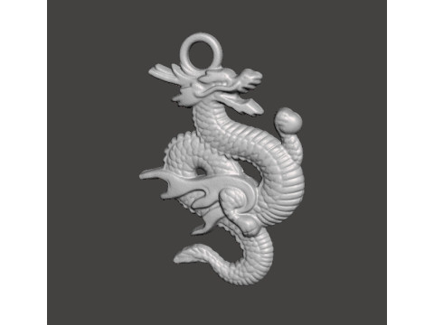 CHINESE DRAGON PENDANT MODEL GOOD LUCK POWER WEALTH 3D Print Model