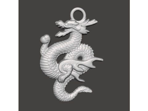CHINESE DRAGON PENDANT MODEL GOOD LUCK POWER WEALTH Model do druku 3D