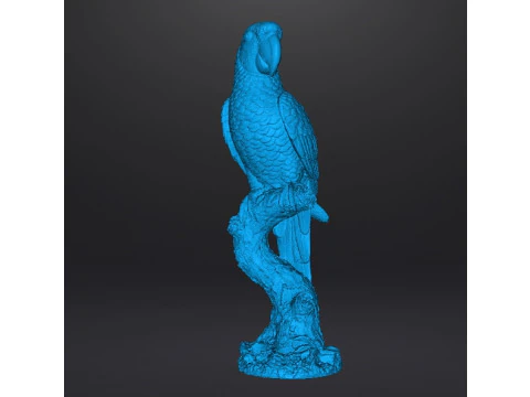 PARROT ON BRANCH REALISTIC SCULPTURE MODEL ANIMAL CREATURE WILDLIFE 3D Print Model