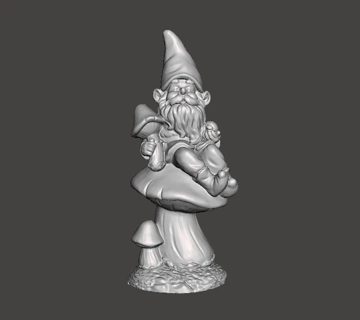 GARDEN GNOME ON MUSHROOM FIGURE MODEL STATUE ART 3D Print Model .c4d .max .obj .3ds .fbx .stl .blend 