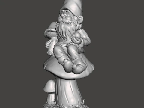 GARDEN GNOME ON MUSHROOM FIGURE MODEL STATUE ART 3D Print Model