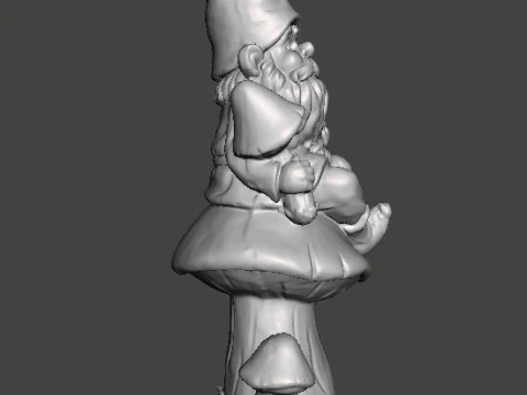 GARDEN GNOME ON MUSHROOM FIGURE MODEL STATUE ART 3D Print Model