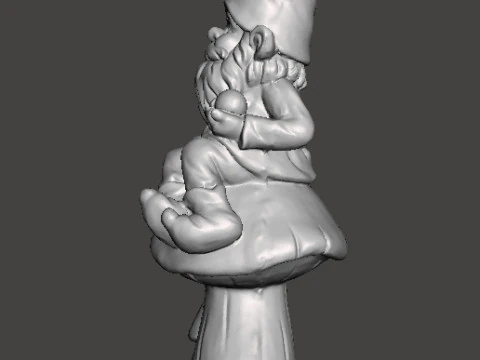 GARDEN GNOME ON MUSHROOM FIGURE MODEL STATUE ART 3D Print Model