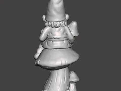 GARDEN GNOME ON MUSHROOM FIGURE MODEL STATUE ART 3D Print Model